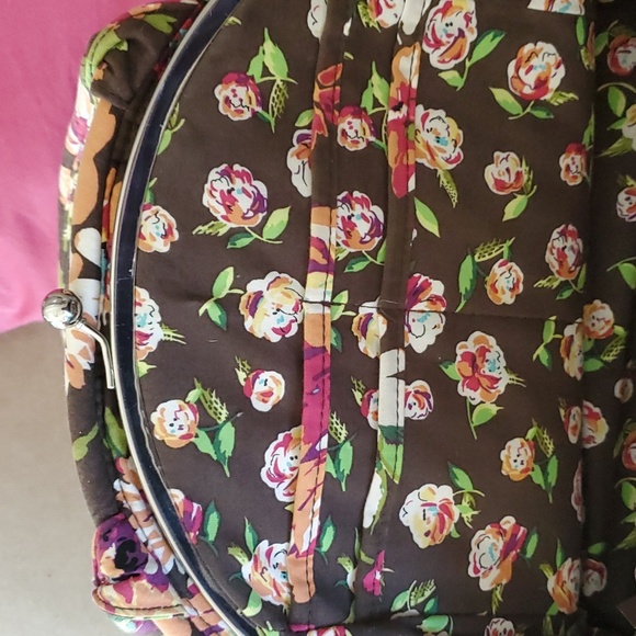 Vera bradley purse with 3 compartments and several pockets inside. - Picture 4 of 5